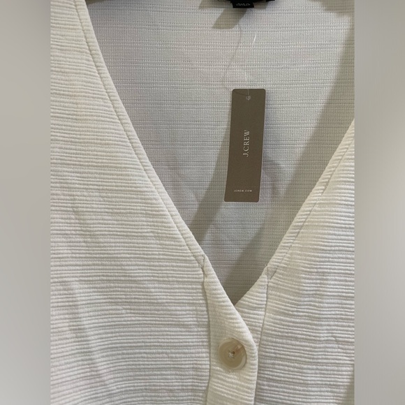 NWT J Crew white cream tie-front ribbed tank - Picture 5 of 6